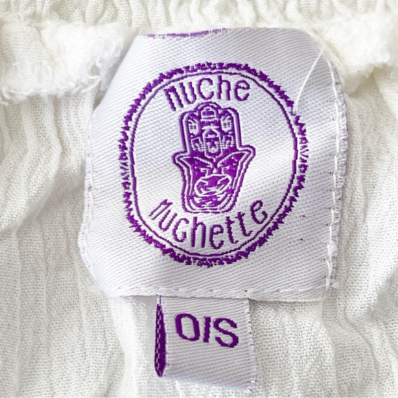 Muche & Muchette Dress White Off The Shoulder GAVIN Blue Embroidery One Size - Picture 8 of 10